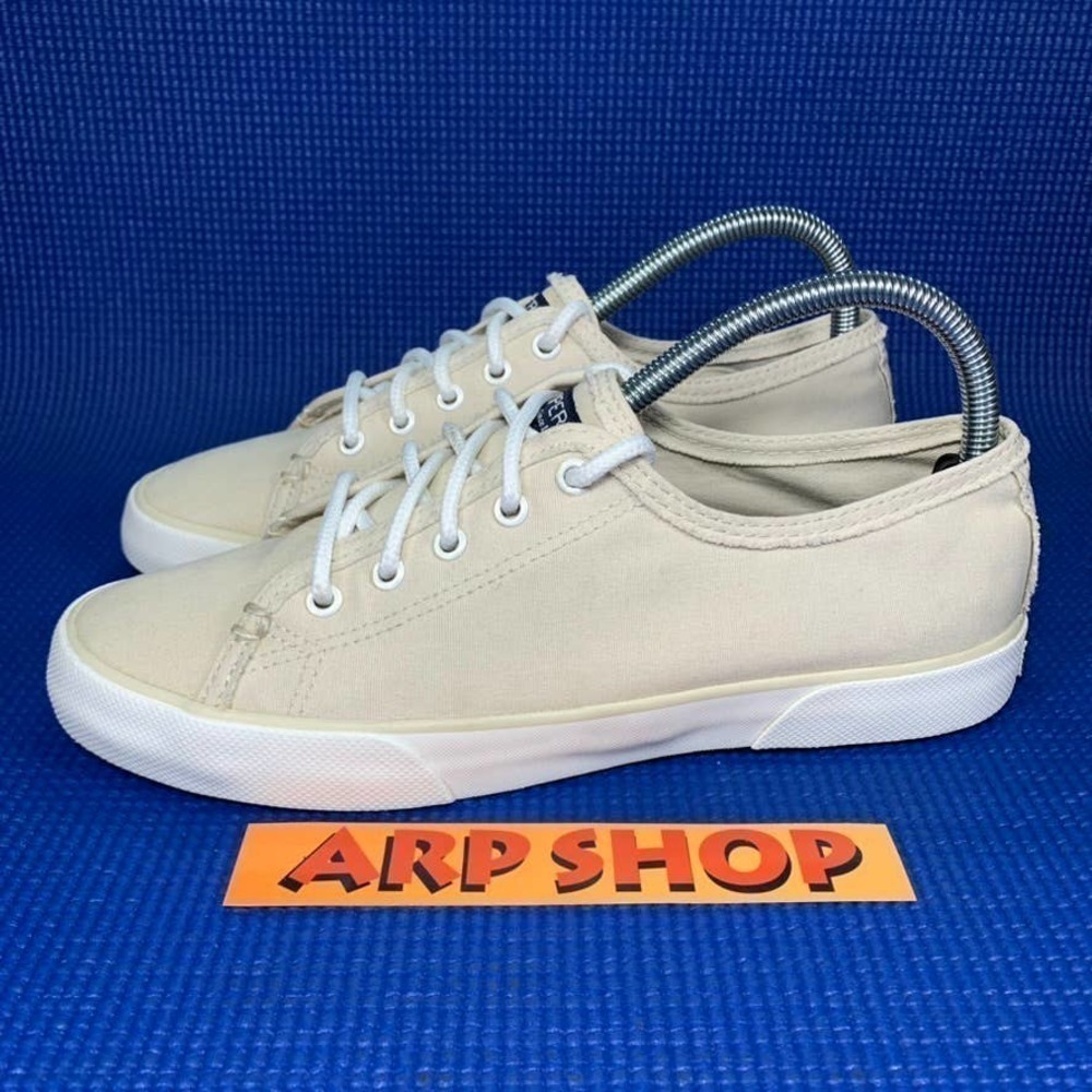 SPERRY TOP-SIDER PIER VIEW FRAY Women`s Size 8.5 Beige Canvas Shoes STS83361